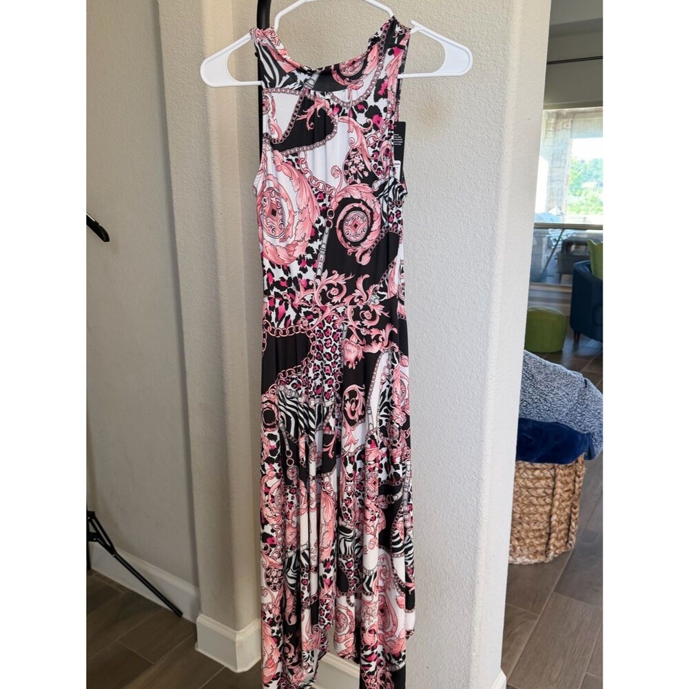 Fashion Nova Pink & Black Printed Sleeveless Maxi Dress S